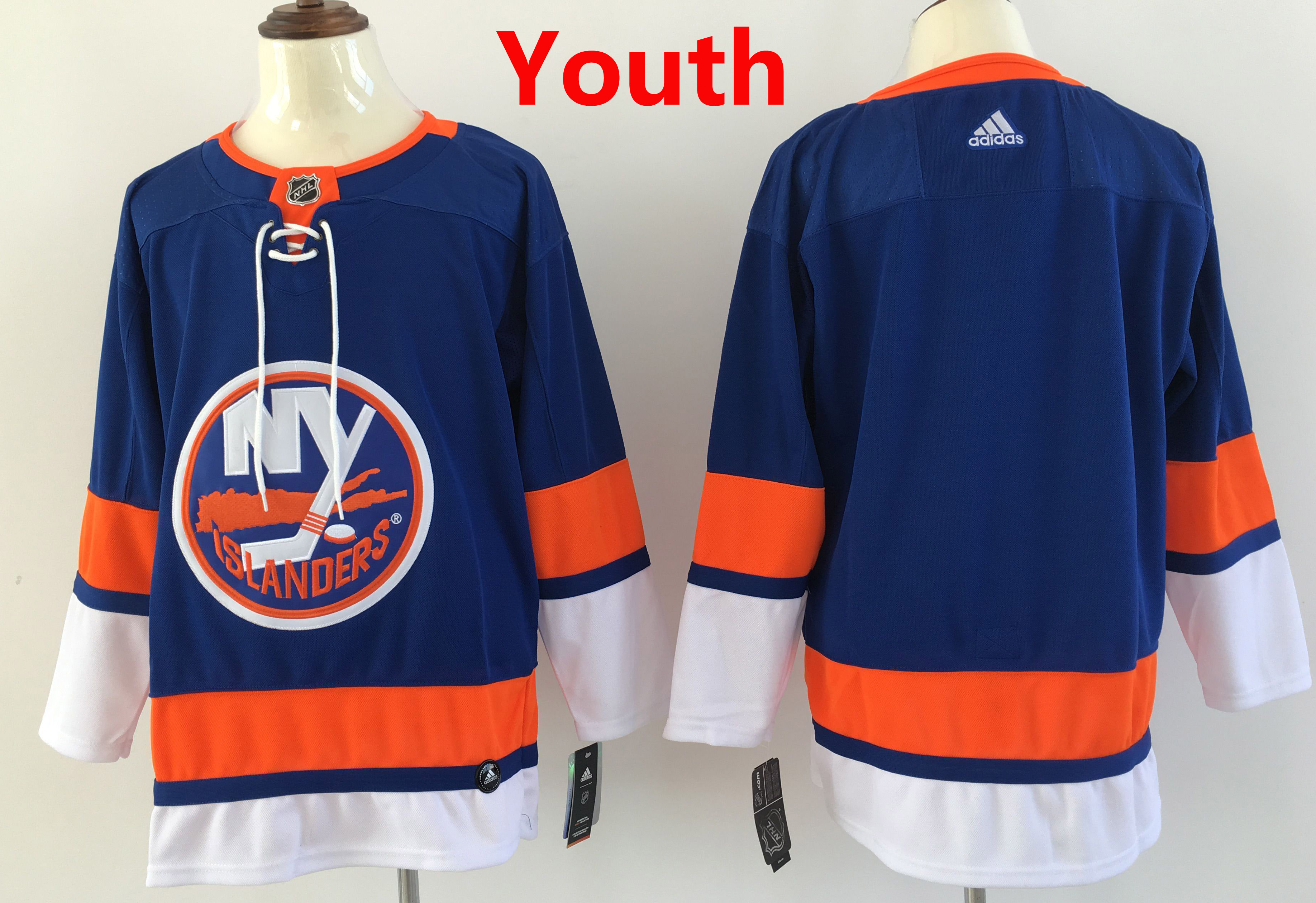 Custom Youth New York Islanders Blank blue Adidas Hockey Stitched NHL Jerseys